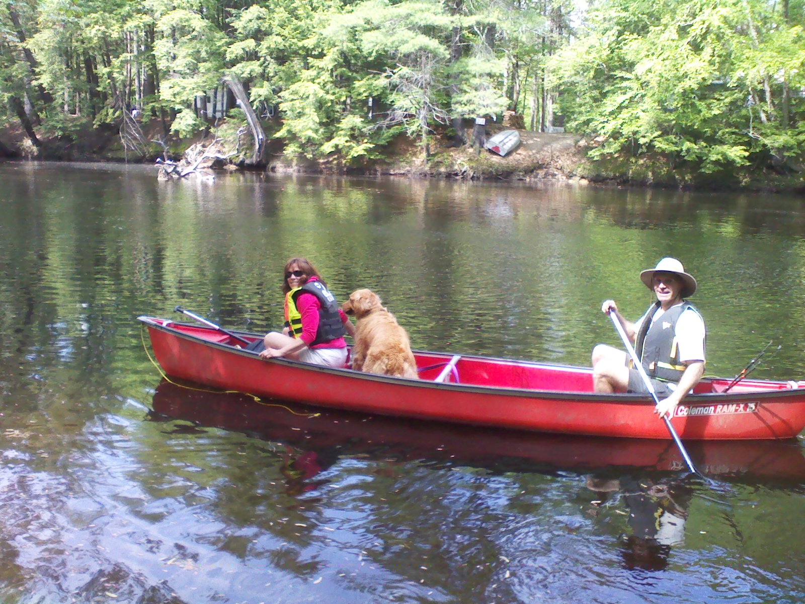 Family and Dog Canoeing
